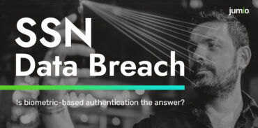 Image text reads: SSN Data Breach: Is biometric-based authentication the answer?